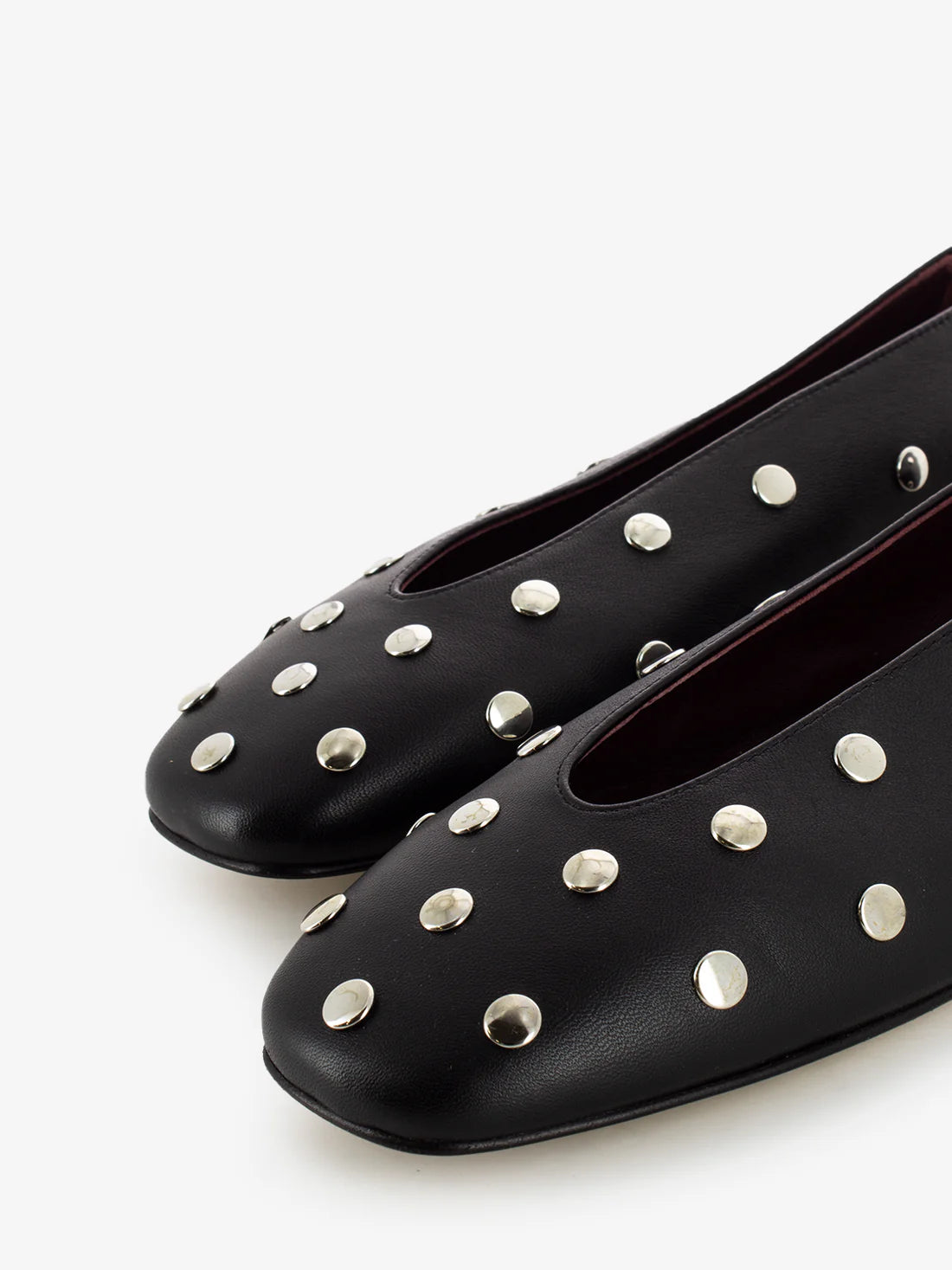 Cheville Ballerine in pelle con borchie nero