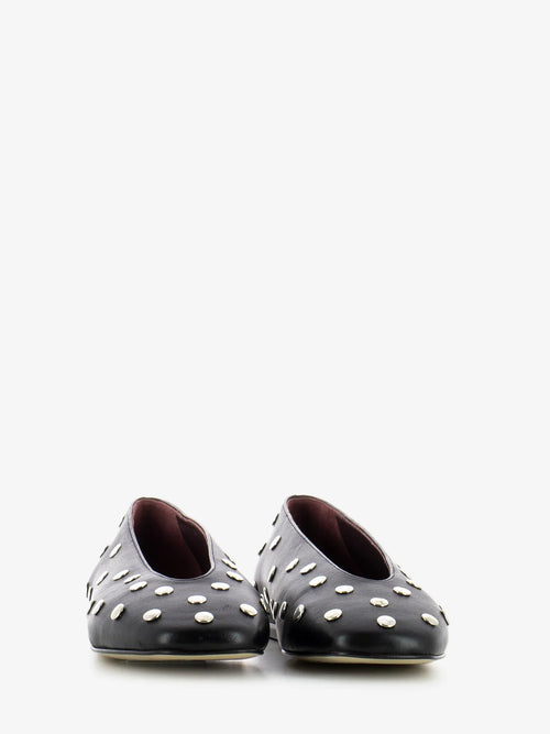 Cheville Ballerine in pelle con borchie nero
