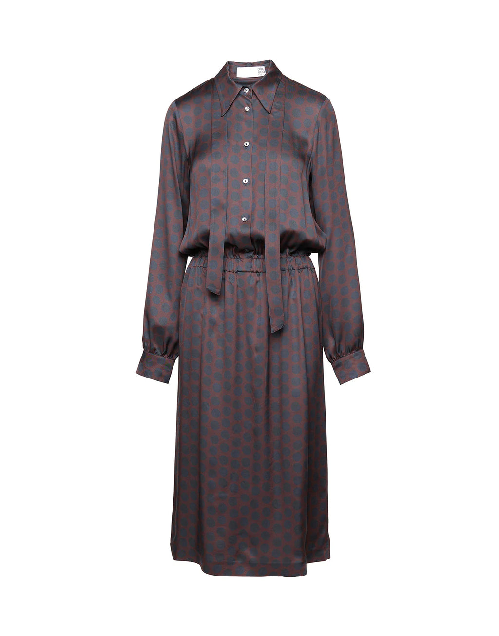 ABITO CAMICIA IN TWILL STAMPATO A POIS MOKA/OLTREMARE