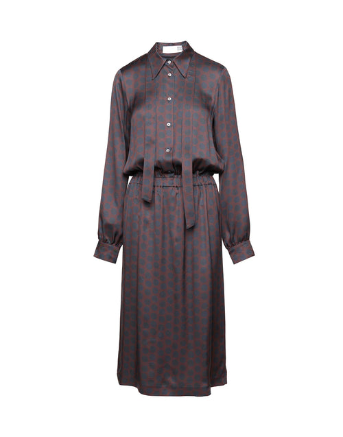 ABITO CAMICIA IN TWILL STAMPATO A POIS MOKA/OLTREMARE