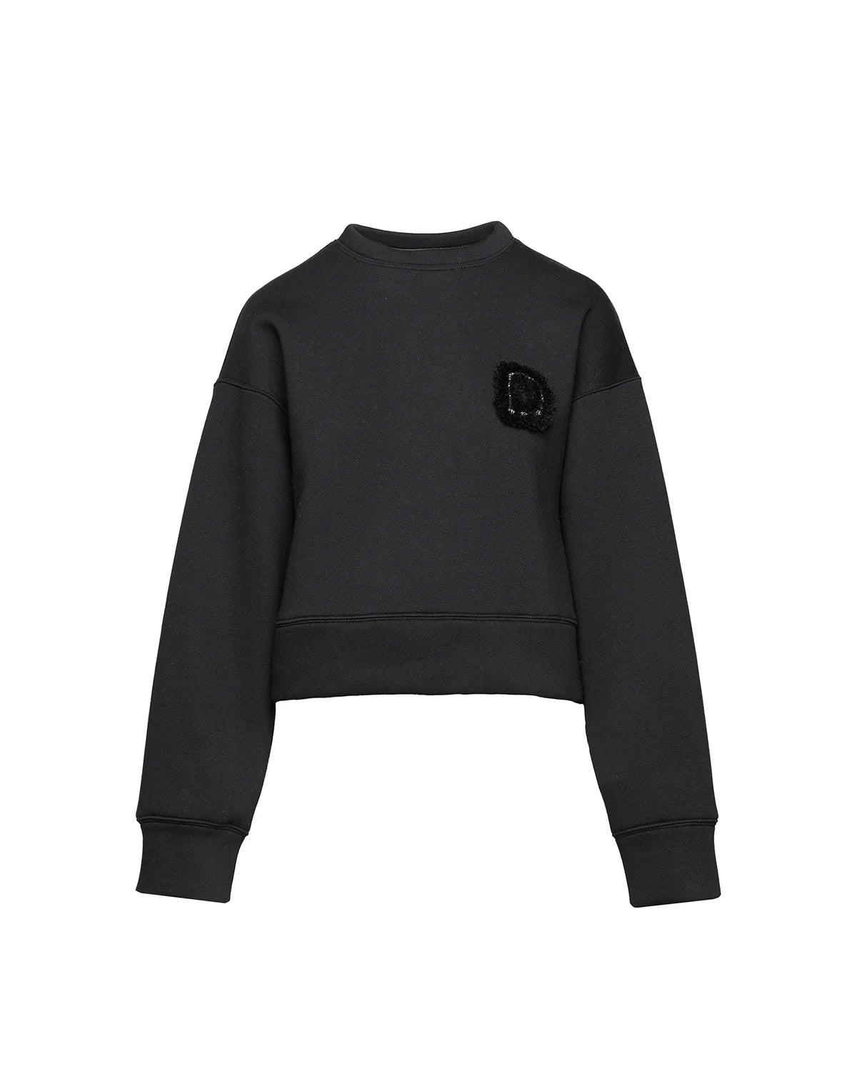 DOUUOD Felpa Crop in Cotone con Ricamo Applicato