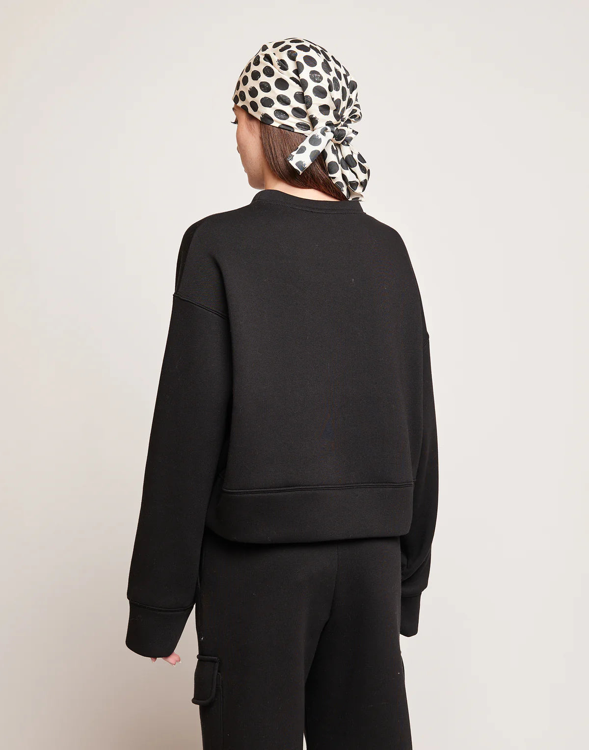 DOUUOD Felpa Crop in Cotone con Ricamo Applicato