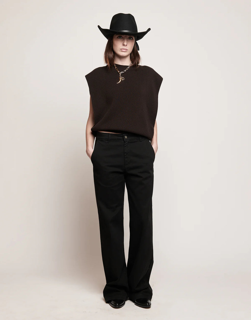 Gilet Douuod Titano Girocollo in Lana e Cashmere Ciocco