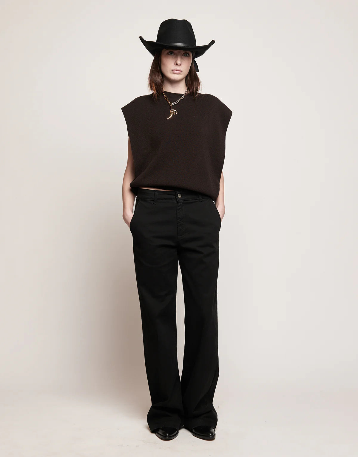 Gilet Douuod Titano Girocollo in Lana e Cashmere Ciocco