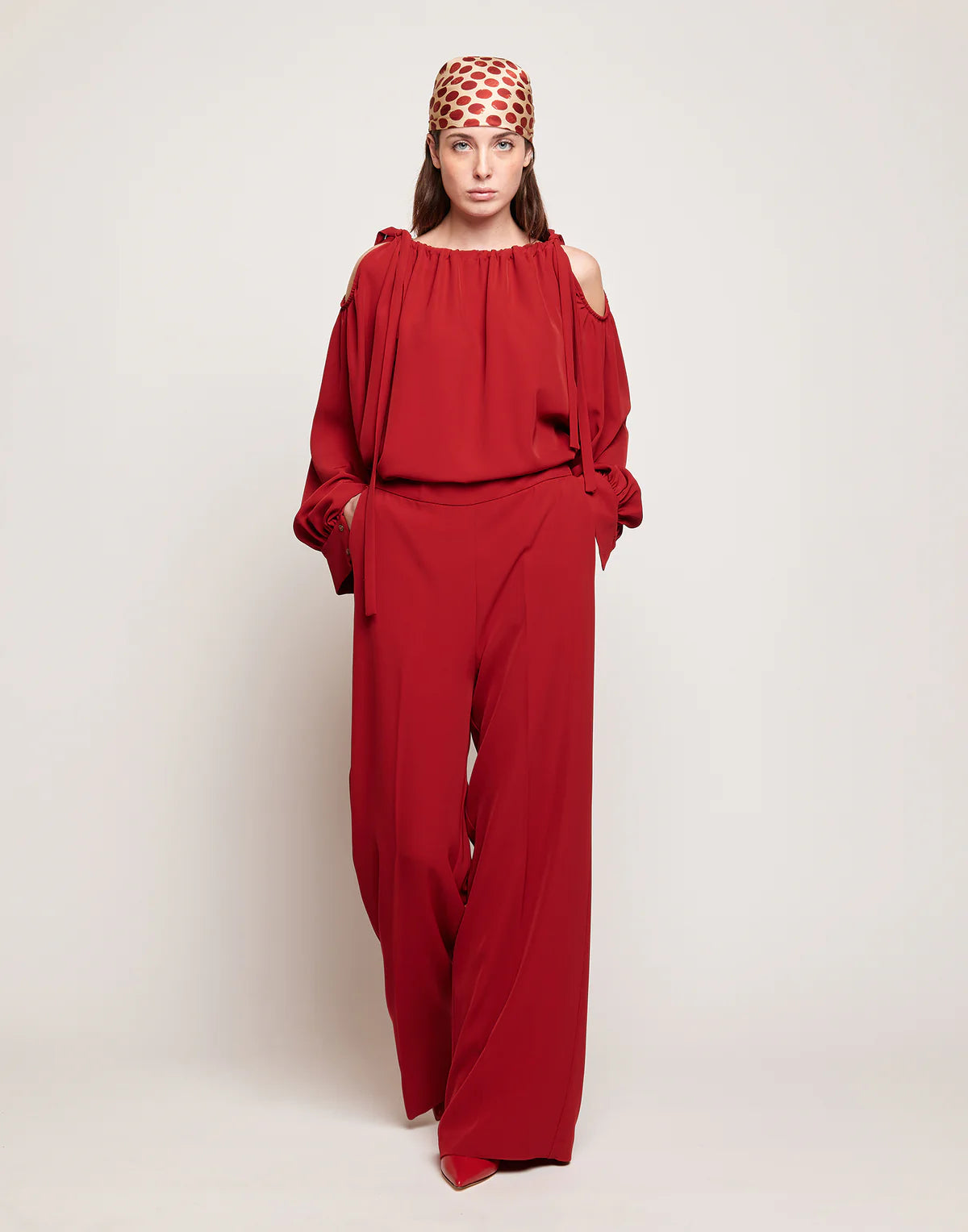 Pantaloni Douuod Hellen Ampi in Cady Fluido