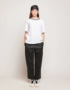 T-shirt Douuod Cristallo Manica Corta con Collana Gioiello ricamo fume e nastri velluto