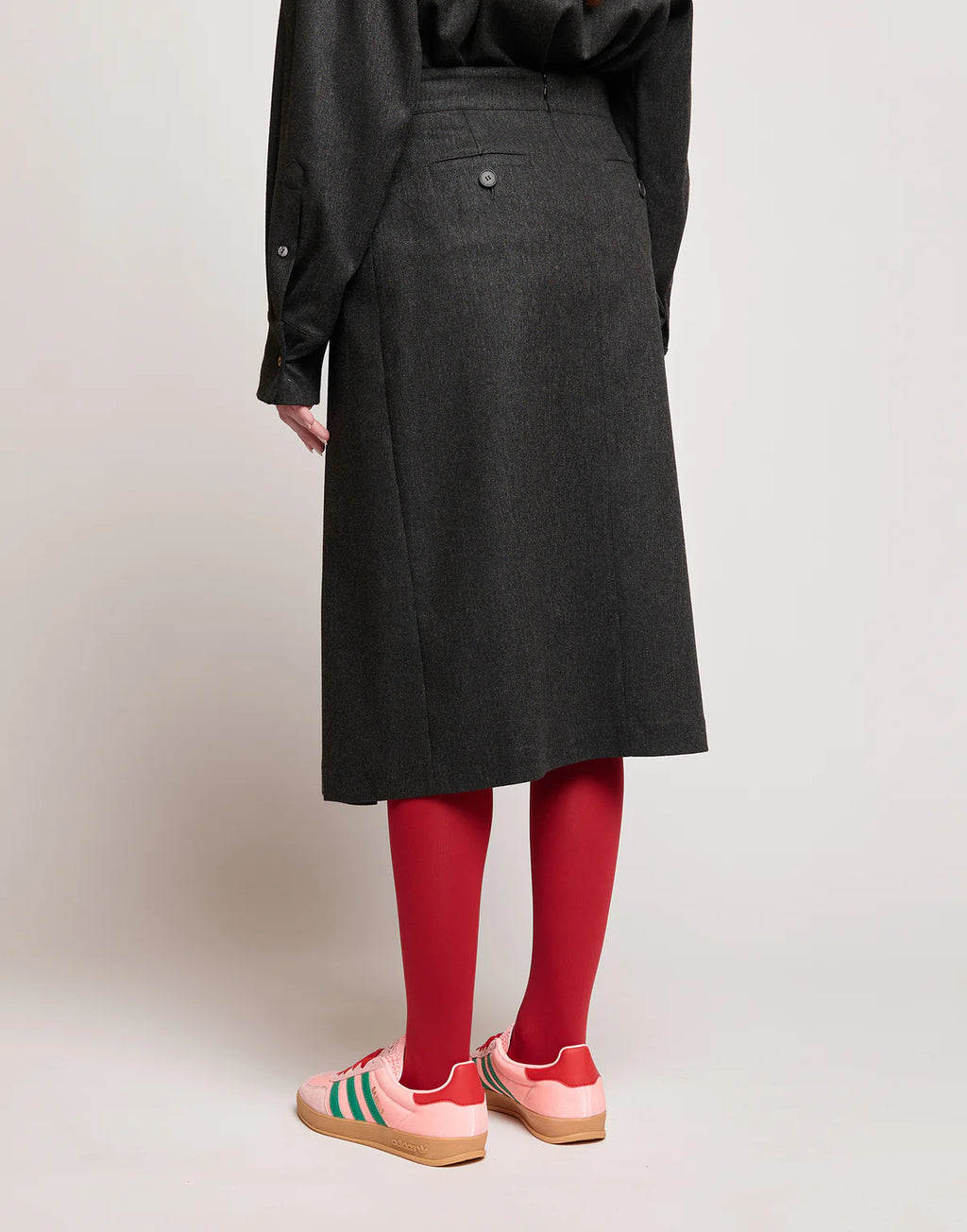 Gonna Douuod Gibeon Longuette in Flanella Stretch a Pieghe Grigio Antracite