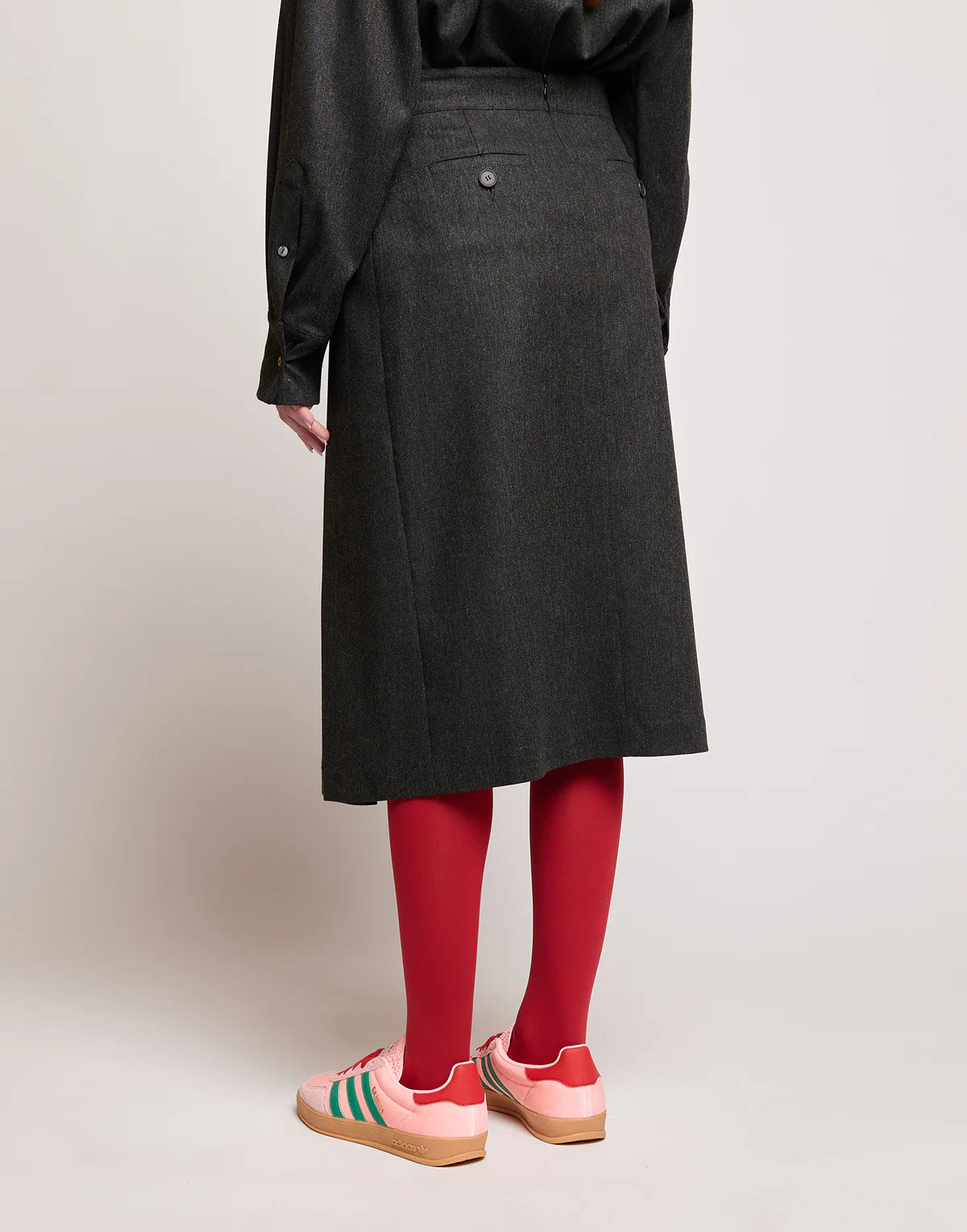 Gonna Douuod Gibeon Longuette in Flanella Stretch a Pieghe Grigio Antracite