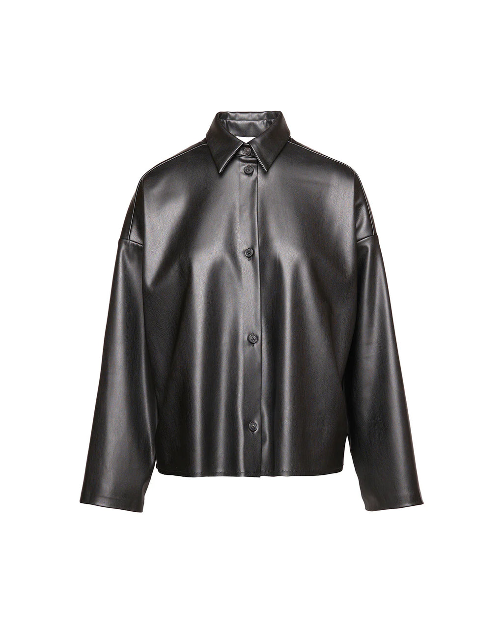 Camicia Douuod Shiva in Eco Soft Leather con Bottoni in Corno Nera