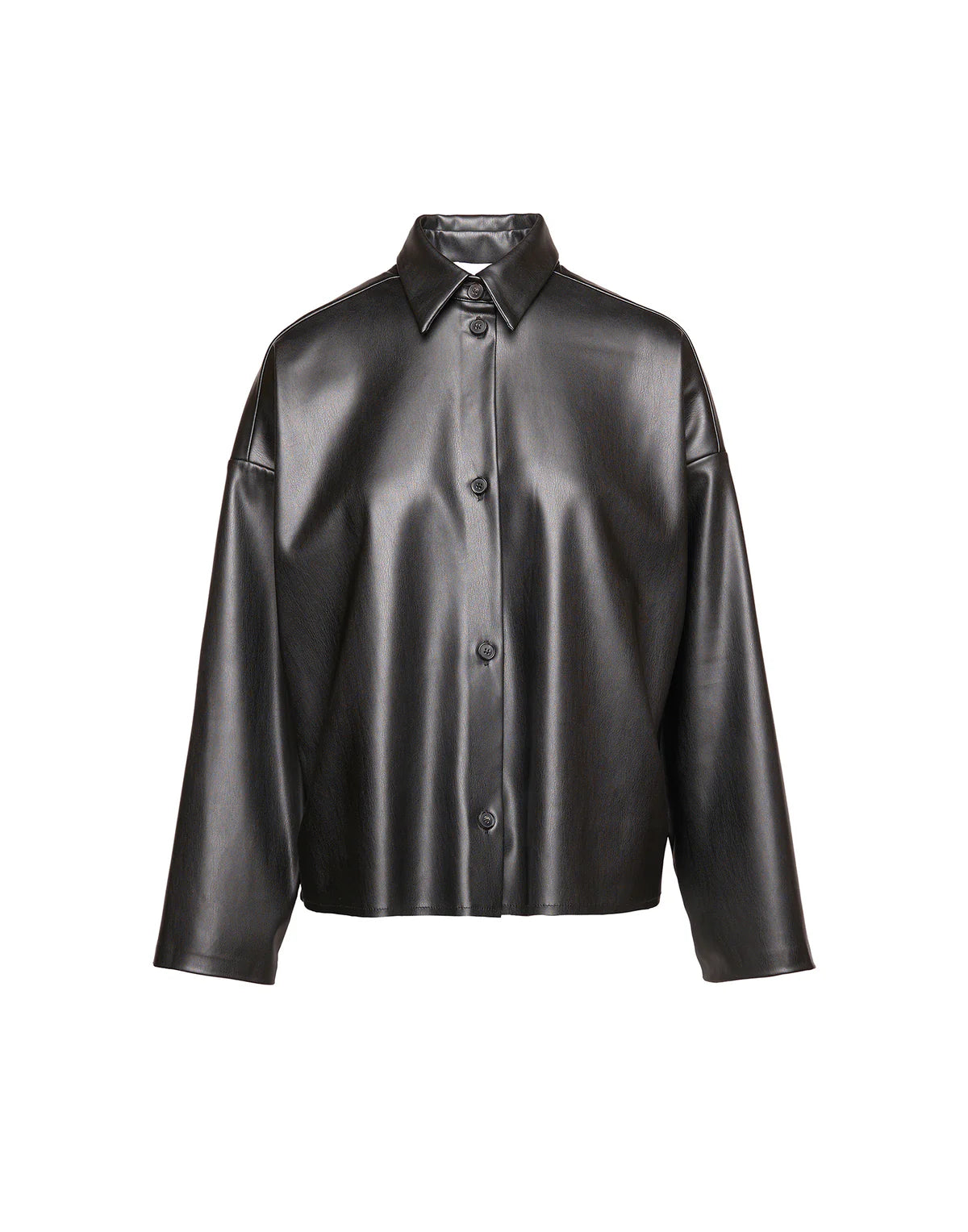 Camicia Douuod Shiva in Eco Soft Leather con Bottoni in Corno Nera
