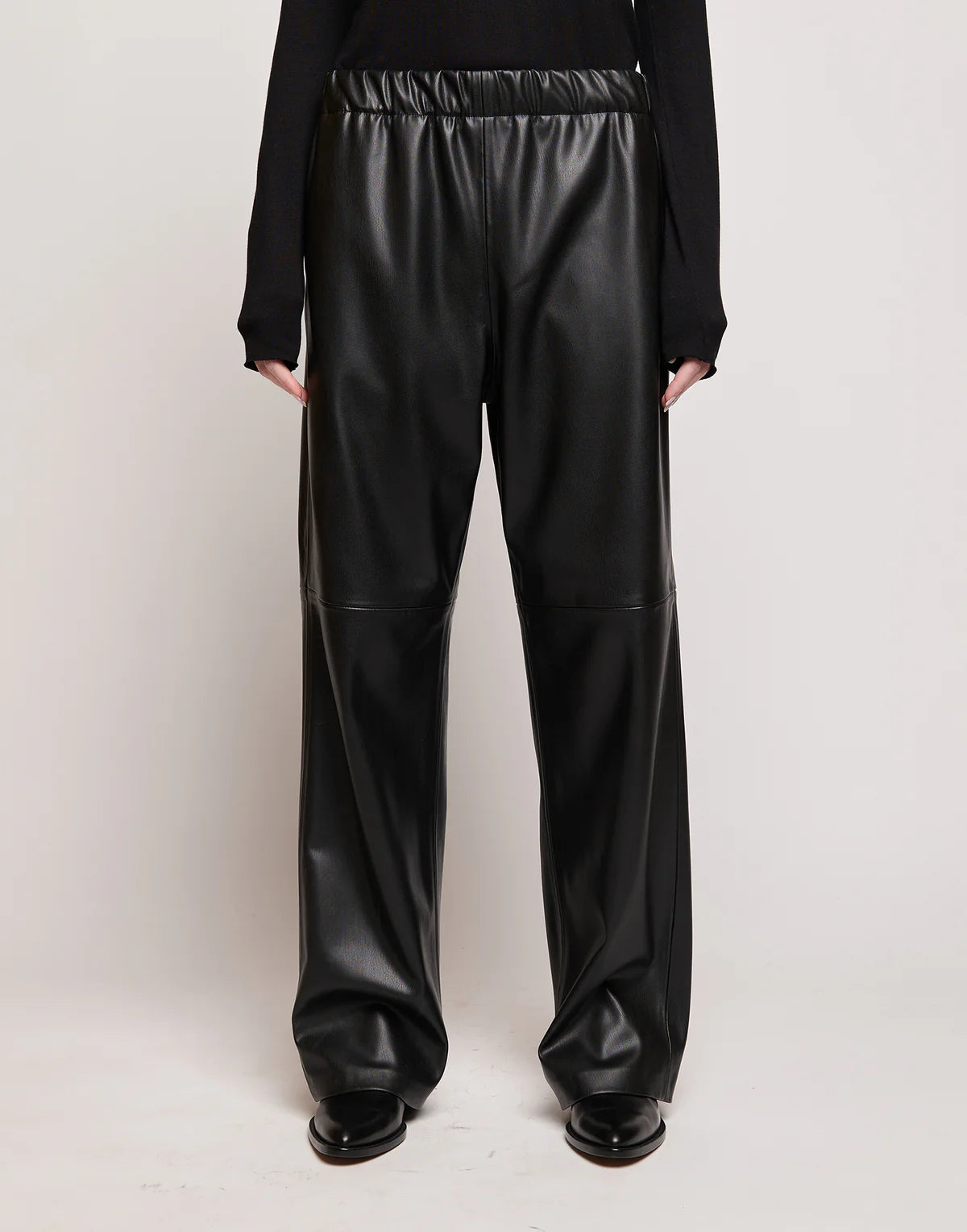 Pantaloni Douuod Spinello in Eco Soft Leather con Vita Elasticizzata