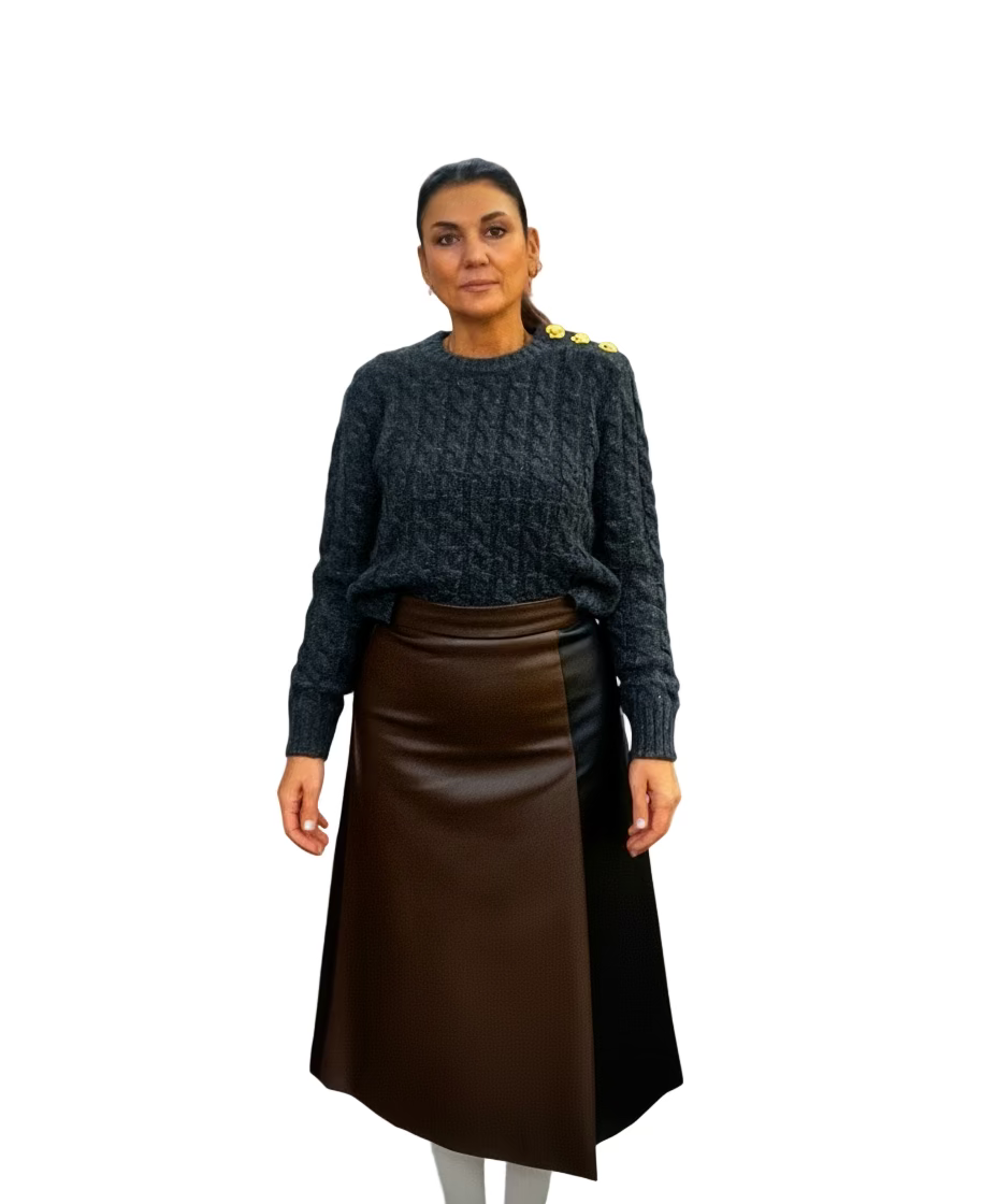 Gonna In Eco Soft Nero/marrone