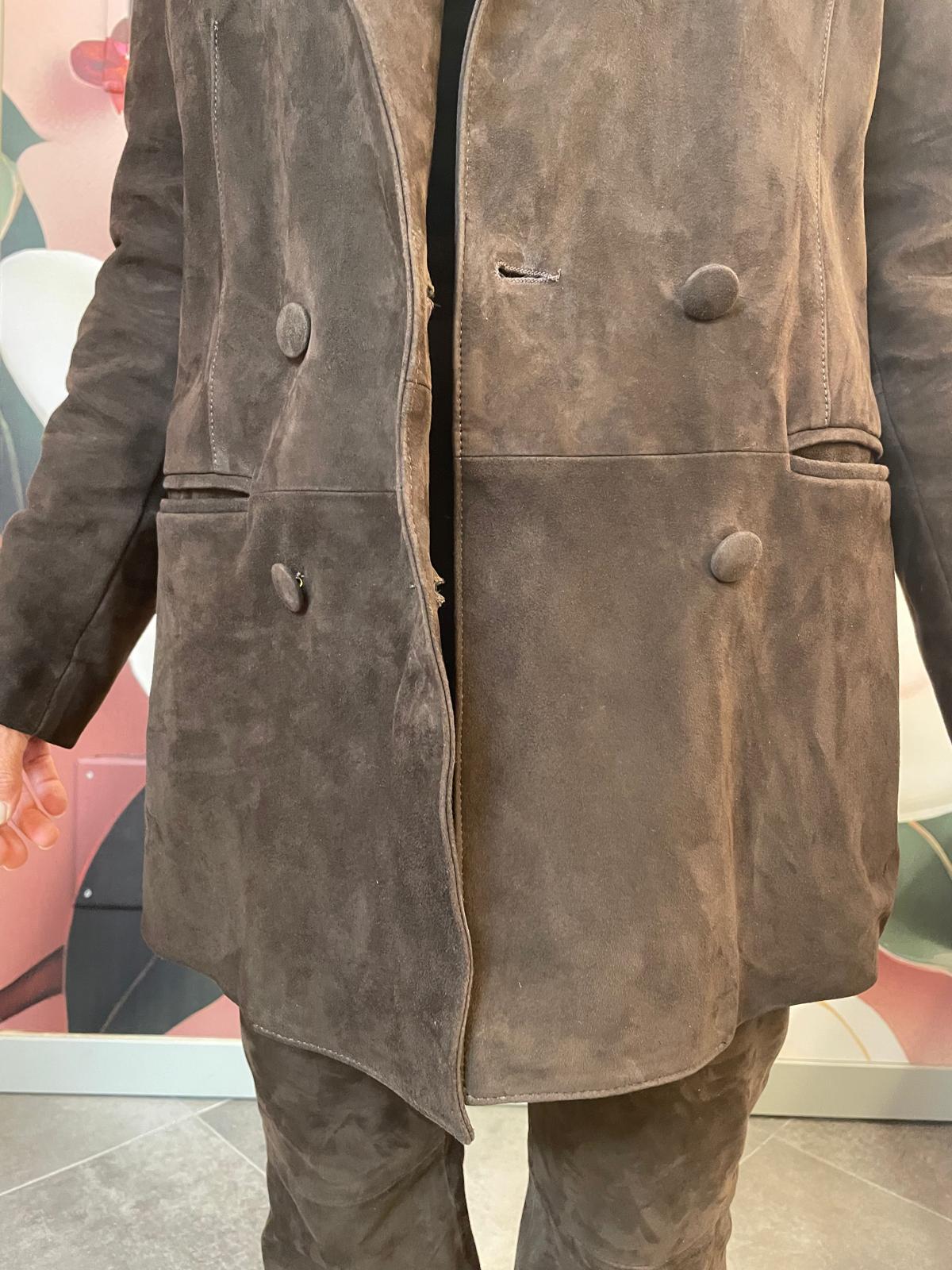 Giacca Methode doppio petto in Suede Marrone