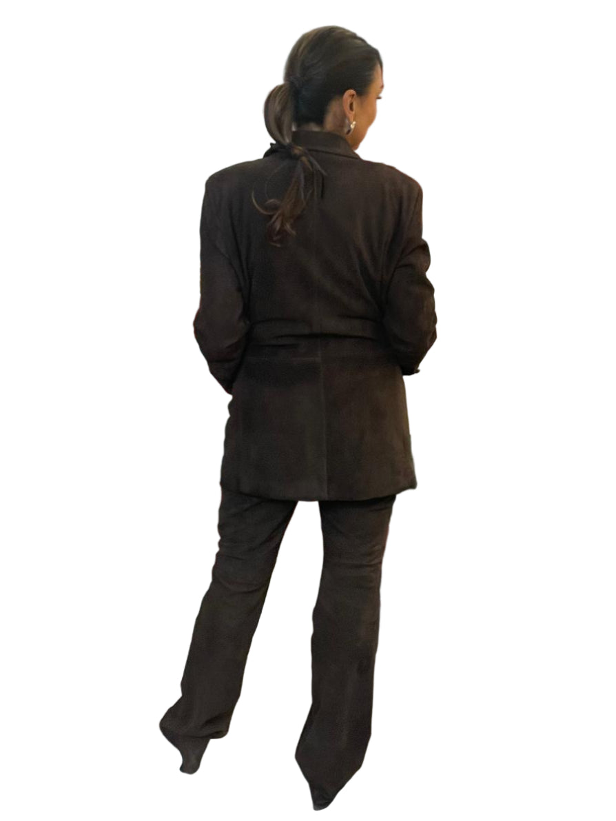 Pantalone Methode a zampa in Suede Marrone