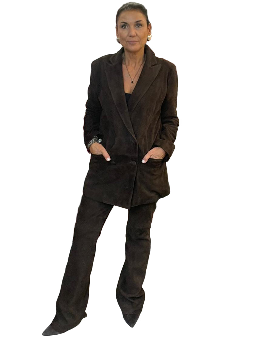 Giacca Methode doppio petto in Suede Marrone